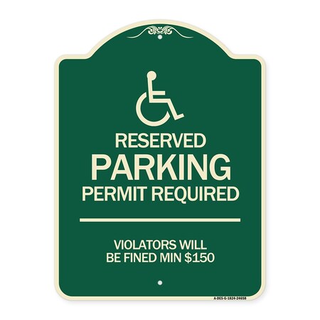 Signmission Connecticut Reserved Parking Permit Required Violators Fined Min $150 Alum, 24" x 18", G-1824-24658 A-DES-G-1824-24658